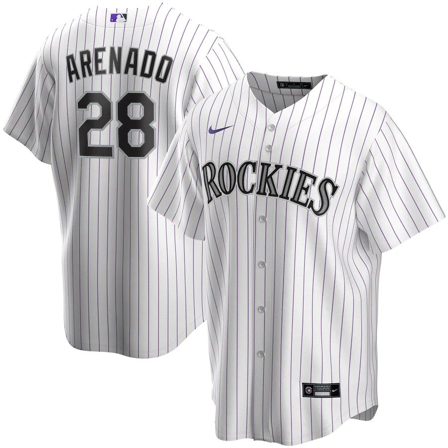 Youth Colorado Rockies 28 Nolan Arenado Nike White Home Replica Player MLB Jerseys